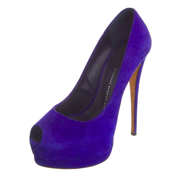 ⭐️HOST PICK!⭐️Authentic Giuseppe Zanotti Sharon Suede Peep Toe Pumps 39.5 Violet - Picture 2 of 11
